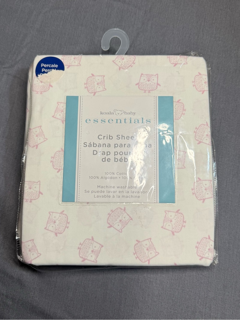 Koala Kids Pink Owl Percale Crib Sheet